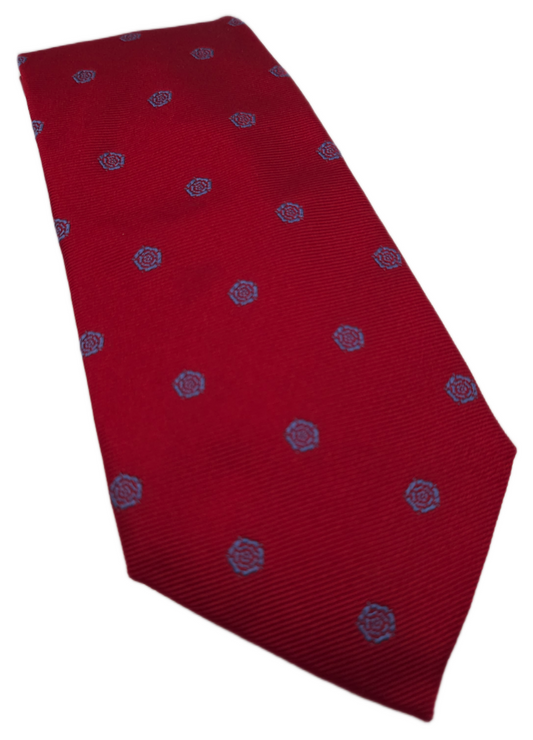 Charles Tyrwhitt Silk Tie Mens Red Blue Medallion Pattern Classic Necktie BX13