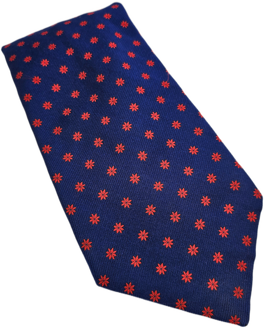 Charles Tyrwhitt Silk Tie Men Blue Red Floral Statement Wedding Vtg Necktie BX26
