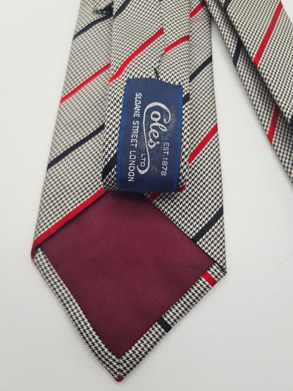 Vintage Coles Stripe Retro Mens Silk Tie Classic Designer Necktie Striped Vintage Mens Tie UK BX12