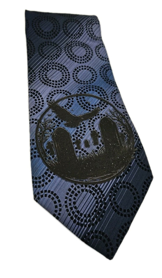 Crow gothic Tie | Reworked Vintage Mens Tie UK | Statement Novelty BX13
