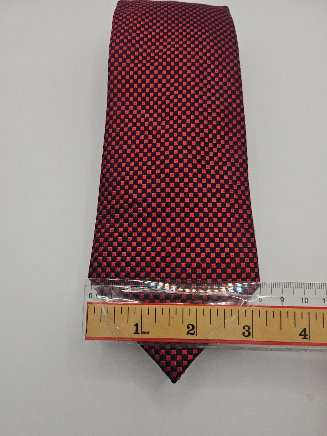 Savoy Red / Blue Chequered Pattern Mens Silk Tie Wedding Formal Neck Tie BX16