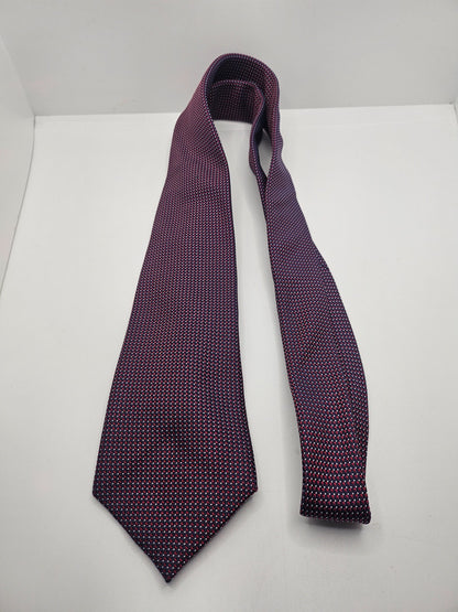 Hawes & Curtis Navy Red Micro Geometric Weave Silk Tie