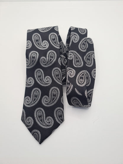 William Hunt Black Paisley Mens Silk Tie Classic Designer Necktie Paisley Vintage Mens Tie UK BX12