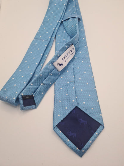 Chester Barrie Blue Spotty Mens Silk Tie Classic Designer Necktie Formal Spotted Vintage Mens Tie UK BX6