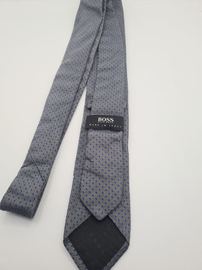 Hugo Boss Grey Skinny Mens Silk Tie Classic Designer Necktie Formal Vintage Mens Tie UK BX8