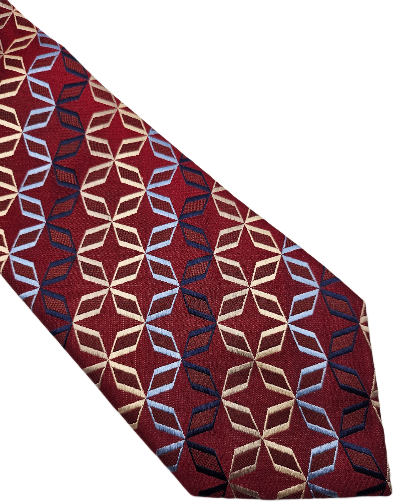 T.M.Lewin Silk Tie Mens Red Woven Geometric Lattice Diamond Wedding Necktie BX20