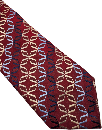 T.M.Lewin Silk Tie Mens Red Woven Geometric Lattice Diamond Wedding Necktie BX20