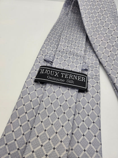 Vintage Men Silk Tie Bijoux Terner Grey Diamond Print Wedding Retro Necktie BX25