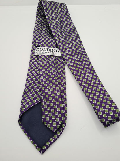 Purple Green Pattern Mens Silk Tie Classic Designer Necktie Vintage Mens Tie UK BX11