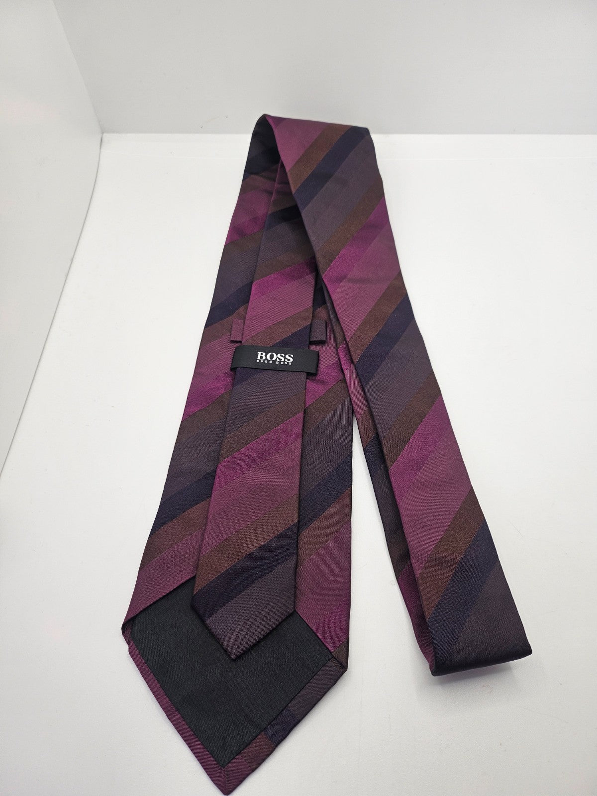 Hugo Boss Purple Striped Silk Tie