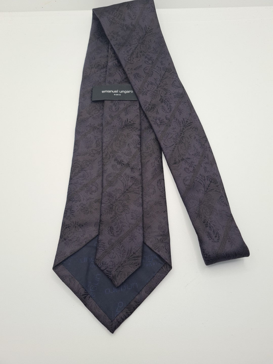 Italian Black Floral Embroidered Mens Silk Tie Classic Designer Necktie Vintage Mens Tie UK BX12