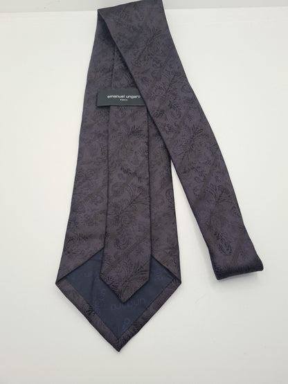 Italian Black Floral Embroidered Mens Silk Tie Classic Designer Necktie Vintage Mens Tie UK BX12