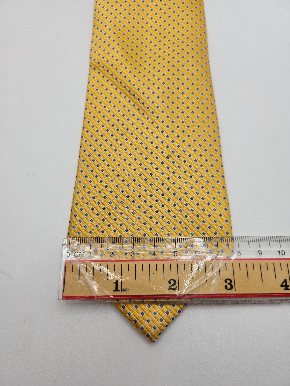 Moss Esq Silk Tie Mens Yellow Blue Repeating Geometric Square Retro Neck Tie BX1