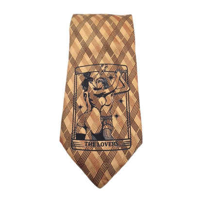 Gold Tarot LoversTie | Reworked Vintage Mens Tie UK | Statement Novelty Vintage Mens Tie UK BX13