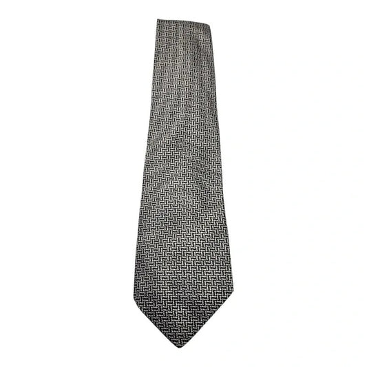 Jacomo Paris Black & Grey Herringbone Silk Tie