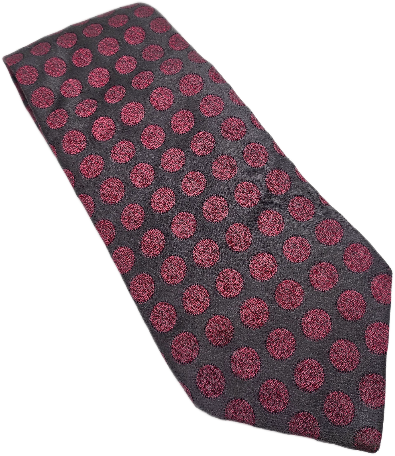 PINK London Silk Tie Mens Charcoal Pink Polka Dot Designer Business Neck Tie BX2