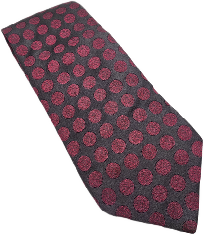 PINK London Silk Tie Mens Charcoal Pink Polka Dot Designer Business Neck Tie BX2