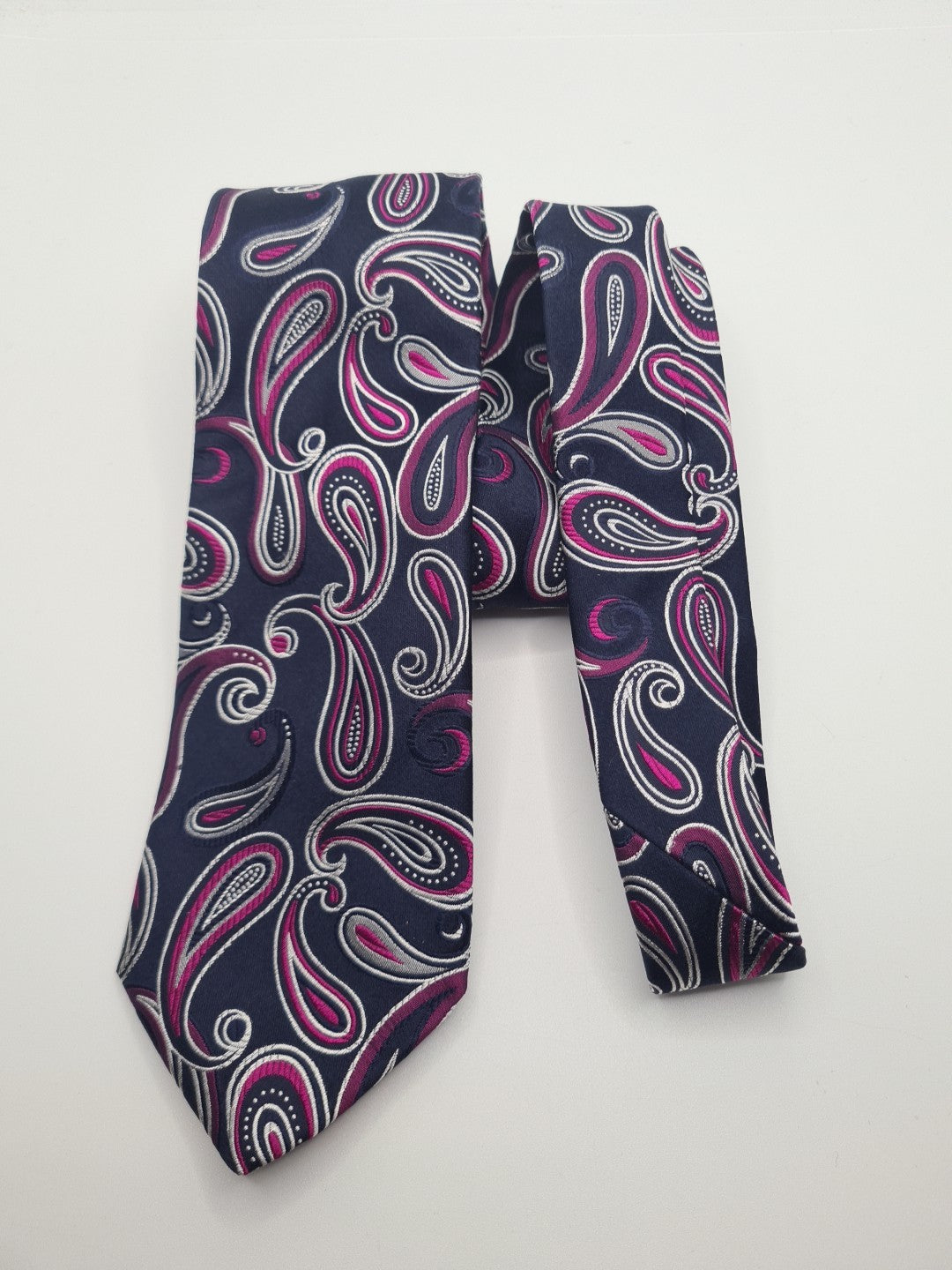 Harvey James Blue Paisley Pattern Mens Silk Tie Classic Designer Necktie Paisley Vintage Mens Tie UK BX12