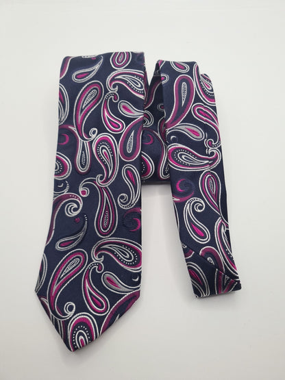 Harvey James Blue Paisley Pattern Mens Silk Tie Classic Designer Necktie Paisley Vintage Mens Tie UK BX12