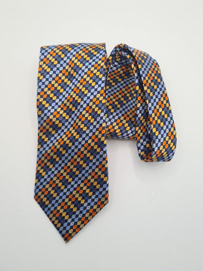 Saville Row Geometric pattern Blue Mens Silk Tie Classic Designer Necktie Geometric Vintage Mens Tie UK BX8