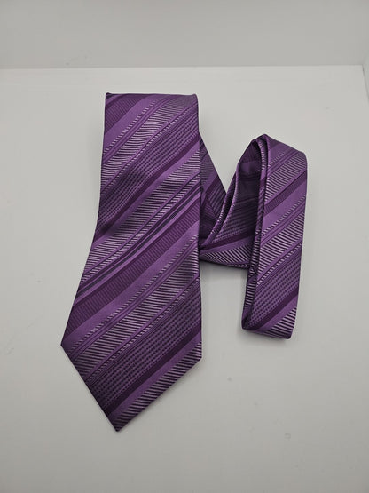 Hawes & Curtis Wide Purple Stripe Mens Silk Tie Wedding Formal Neck Tie BX13