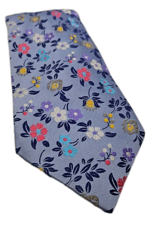 Duchamp Blue Flower Pattern Mens Silk Tie Wedding Formal Neck Tie BX17