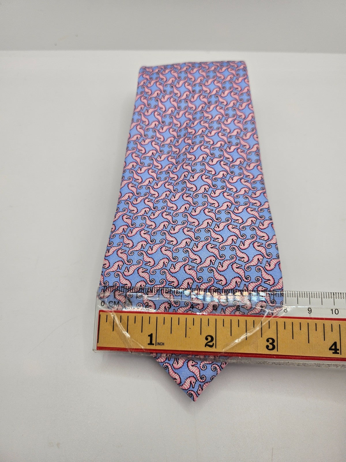 Marks & Spencer Silk Tie Mens Blue Pink Seahorse Novelty Designer Neck Tie BX23