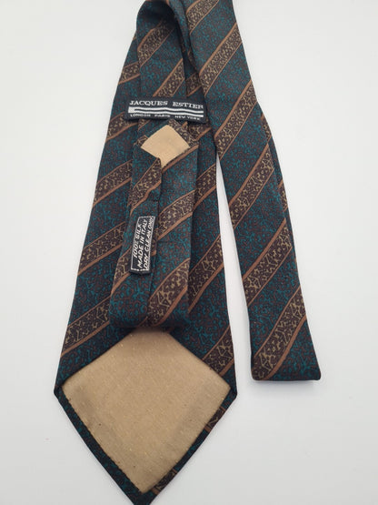 Vintage Green Pattern Silk Tie | Designer Mens Tie UK | Striped | Striped Vintage Mens Tie UK BX13