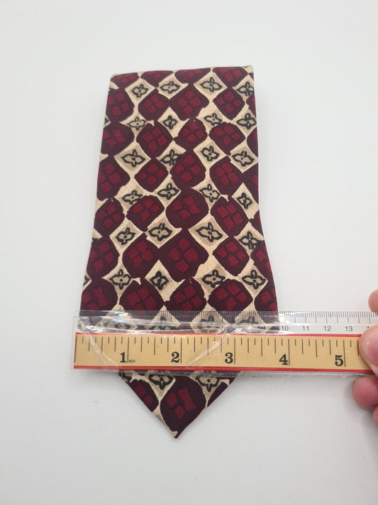 Hugo Boss Vintage Red Abstract Mens Silk Tie Classic Designer Necktie Formal Vintage Mens Tie UK BX6