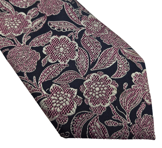 Ted Baker Mens Silk Tie Black Red Floral Statement Vtg Retro Wedding Neck Tie R1