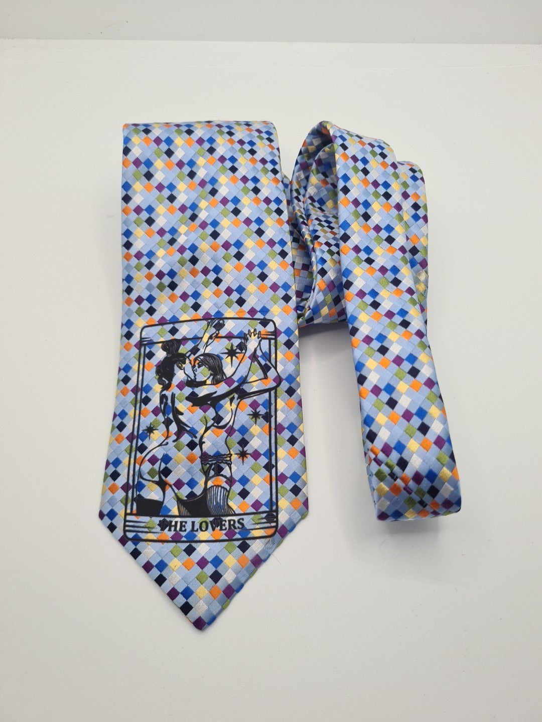 Reworked Punk Graphic Neck Tie Tarot Graphic | Emo Alternative Upcycled Tie RW1 Vintage Mens Tie UK