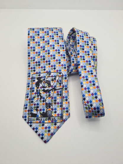 Reworked Punk Graphic Neck Tie Tarot Graphic | Emo Alternative Upcycled Tie RW1 Vintage Mens Tie UK
