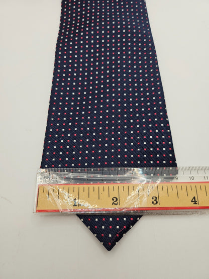 Austin Reed Silk Tie Mens Navy Blue Micro Pindot Square Grid Retro Neck Tie BX21