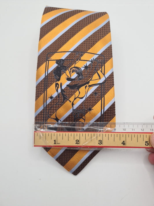 Reworked Punk Graphic Neck Tie Brown Tarot | Emo Alternative Upcycled Tie RW1 Vintage Mens Tie UK