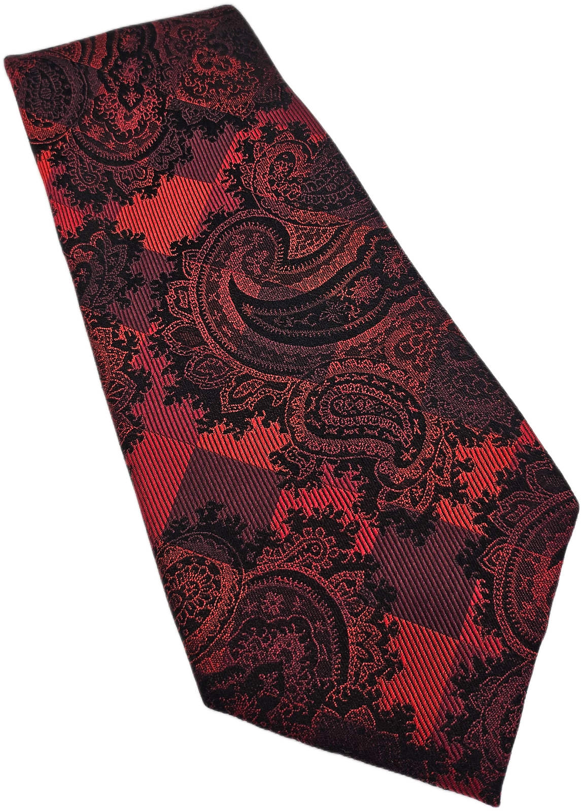 Hawes & Curtis Silk Tie Mens Red Black Paisley Geometric Vintage Neck Tie BX25