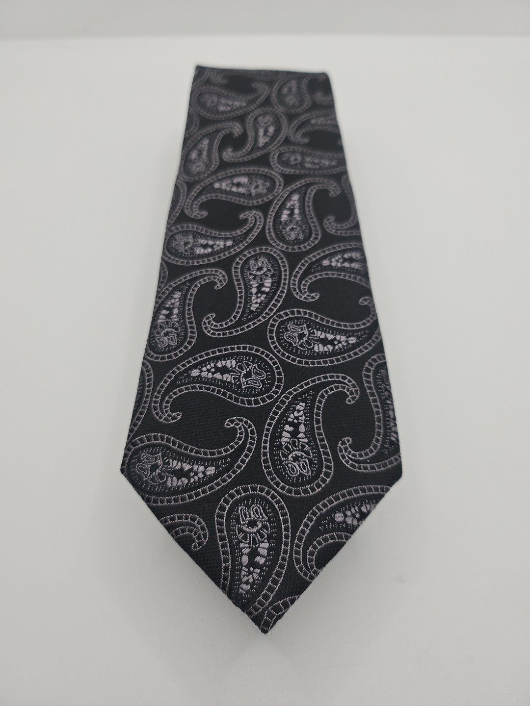 Saville Row Black / Grey paisley Thin Mens Silk Tie Wedding Formal Neck Tie BX16