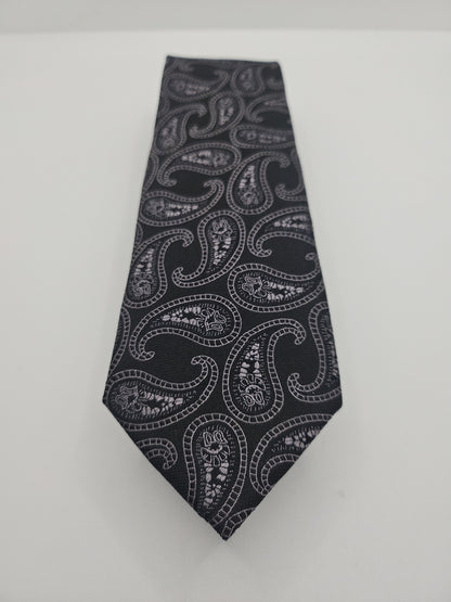 Saville Row Black / Grey paisley Thin Mens Silk Tie Wedding Formal Neck Tie BX16