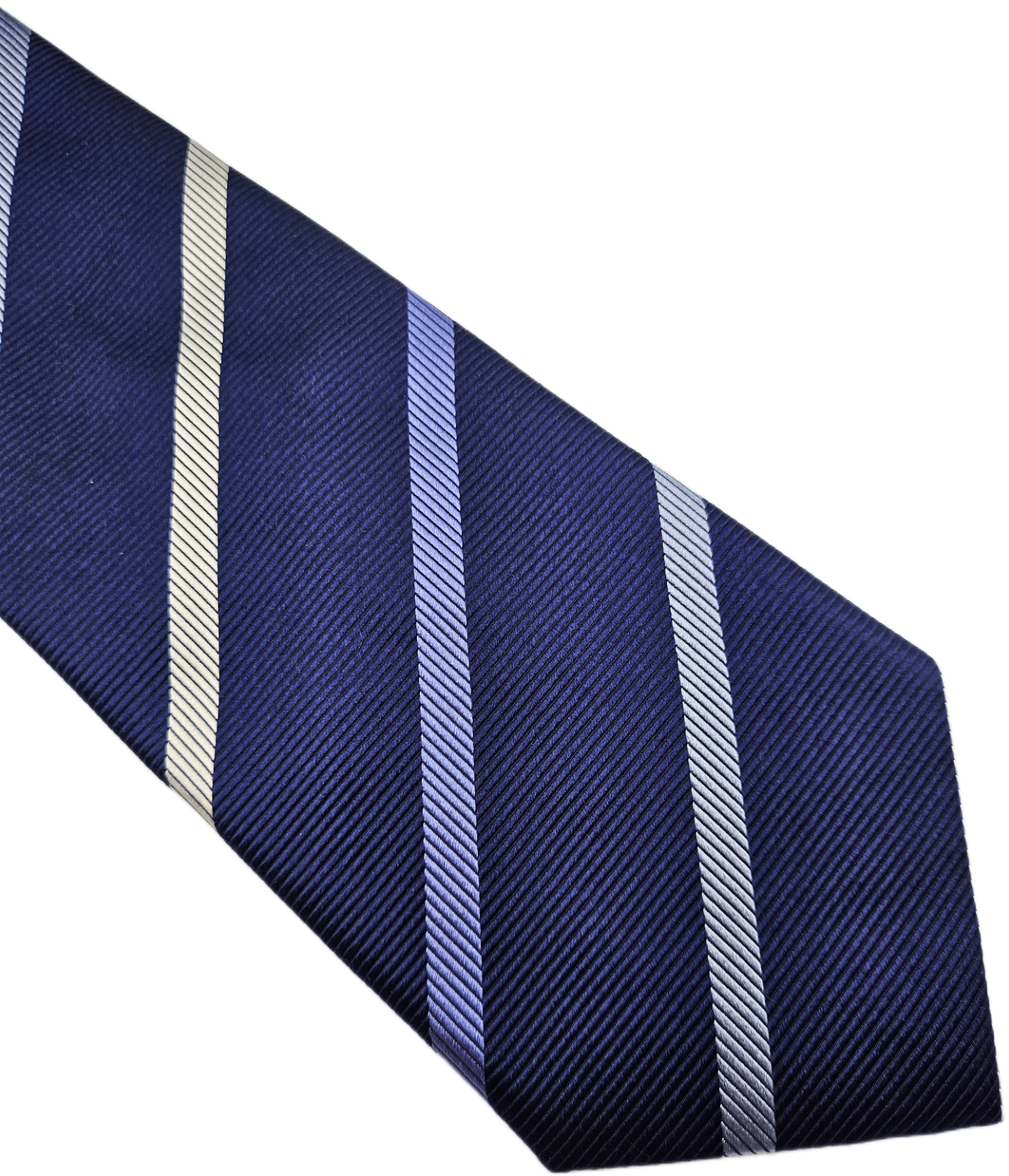 T.M. Lewin Silk Tie Mens Navy Blue Diagonal Repp Stripe Vintage Neck Tie BX26