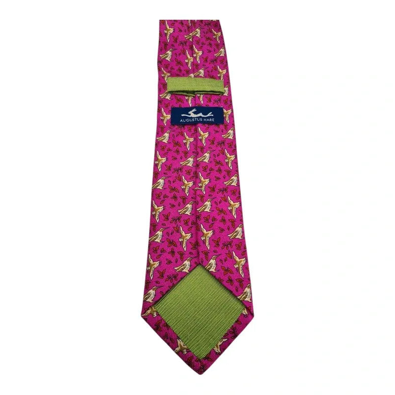 Neck Tie Silk Bird Pattern Pink Augustus Hare Luxury Formal Mens Wear