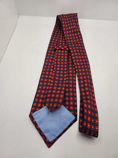 Hilditch & Key Red Floral Medallion Silk Tie