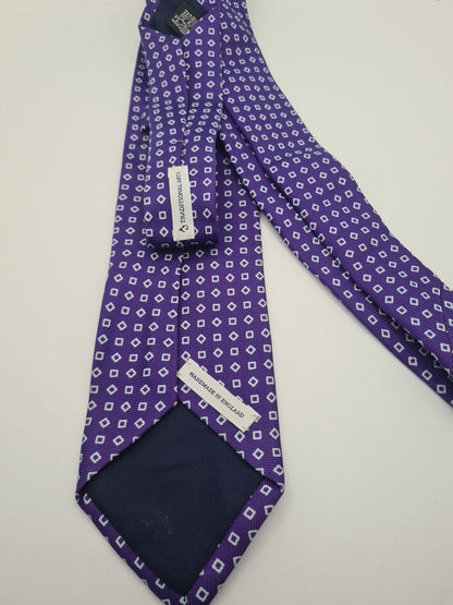 Purple geometric pattern Mens Silk Tie Classic Designer Necktie Formal Geometric Vintage Mens Tie UK BX6