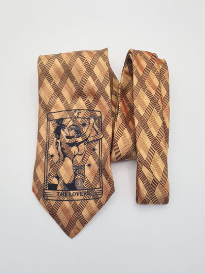 Gold Tarot LoversTie | Reworked Vintage Mens Tie UK | Statement Novelty Vintage Mens Tie UK BX13