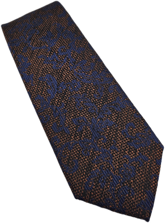 Ted Baker Silk Tie Mens Bronze Blue Floral Paisley Statement Retro Neck Tie BX25