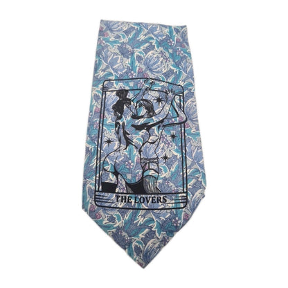 Reworked Punk Graphic Neck Tie Tarot Flower | Emo Alternative Upcycled Tie RW1 Vintage Mens Tie UK