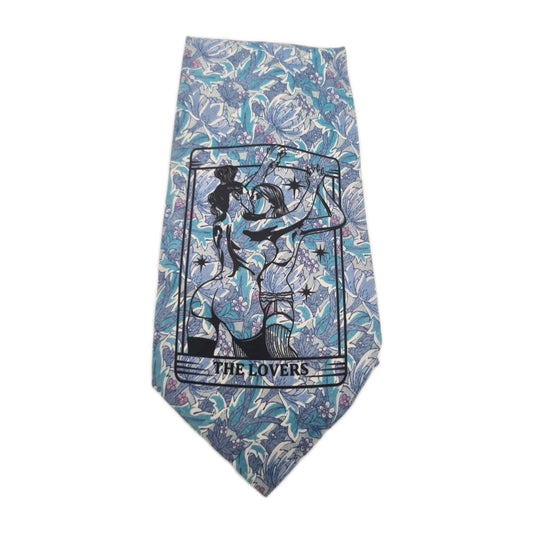 Reworked Punk Graphic Neck Tie Tarot Flower | Emo Alternative Upcycled Tie RW1 Vintage Mens Tie UK