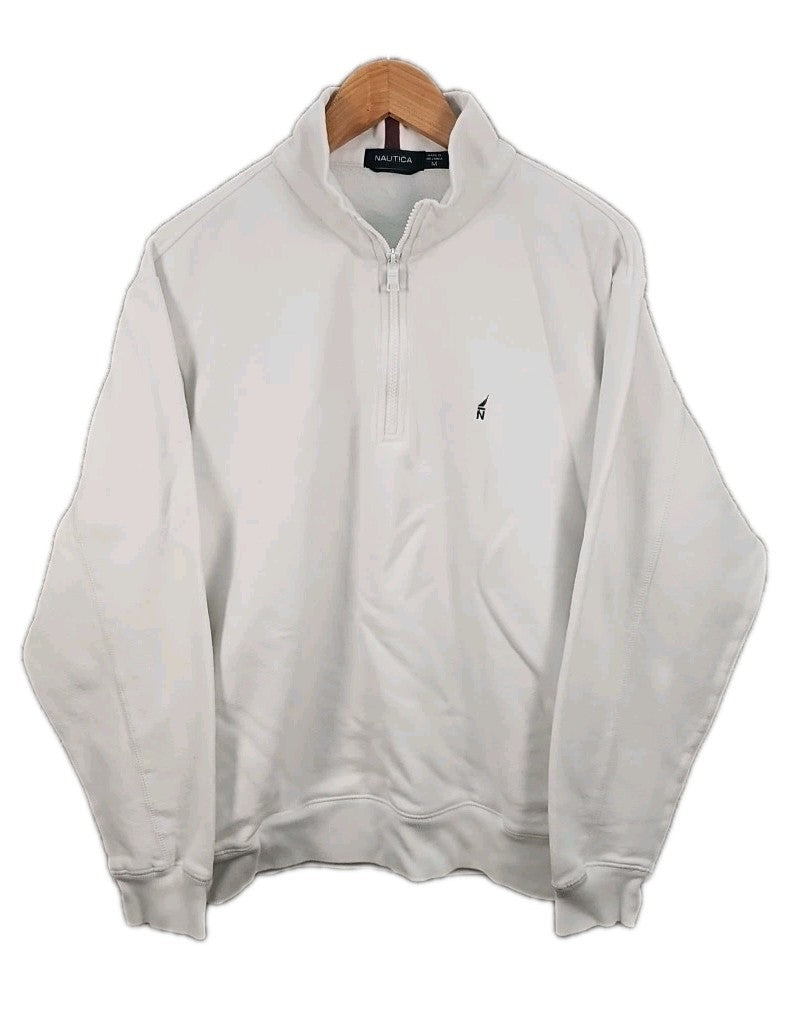 Nautica 1/4 Zip Mens Medium White Pullover Sweater  TB3