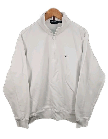 Nautica 1/4 Zip Mens Medium White Pullover Sweater  TB3