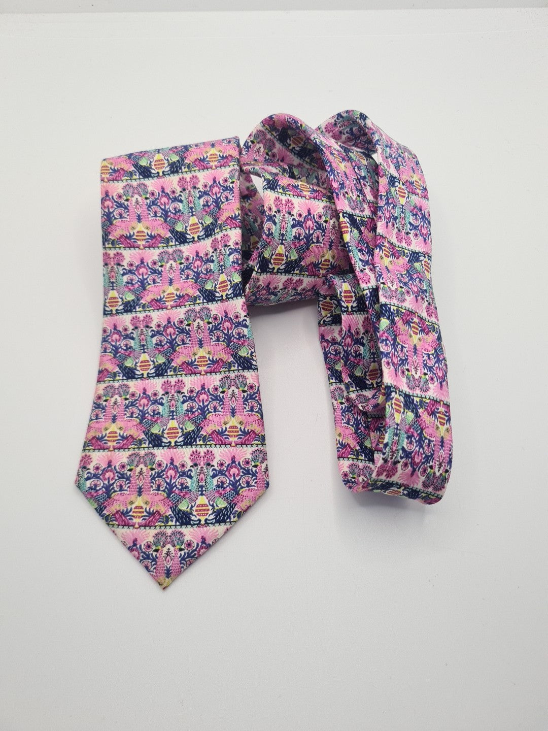 Michelson's pink Atrwork Pattern Mens Silk Tie Classic Designer Necktie Vintage Mens Tie UK BX12