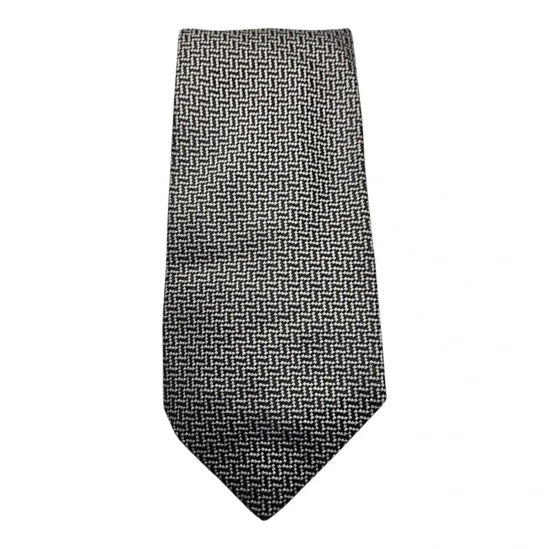 Jacomo Paris Black & Grey Herringbone Silk Tie