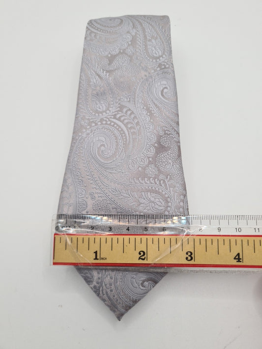 Moss Silver Paisley Jacquard Mens Silk Tie Classic Designer Necktie Paisley Vintage Mens Tie UK BX11